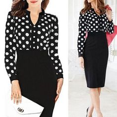 Work Outfits Frauen, Dots Dress, Black Long Sleeve Dress, Hip Dress, Dress For Success, Work Outfits Women, Business Attire, Work Attire