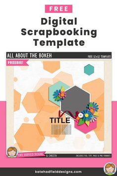 the free digital scrapbooking template is available for use on any project or website