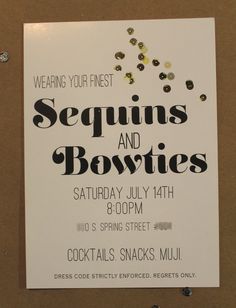 an advertisement for sequins and bowties is displayed on the screen in this screenshot