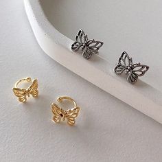 Butterfly Ear Cuffs Cartilage Ear Cuff, Playful Jewelry, Silver Eternity Ring, Piercing Fake, Silver Butterfly Earrings, Jewelry Ear, Earrings Butterfly, Ear Clips, Fake Piercing