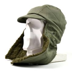 Original French army winter hat. Fully lined Dark Green / Olive Drab With faux Fur. Side Ear Flaps With Velcro Fastening Hat is brand, new Khaki Winter Hats, Military Style Outdoor Hat, Winter Khaki Cap, Khaki Winter Cap, Windproof Aviator Hat For Outdoor, Winter Military Hat For Outdoor Activities, Military Style Winter Hat For Outdoor Activities, Military Hats For Winter Outdoor Activities, Brimmed Winter Hunting Hat