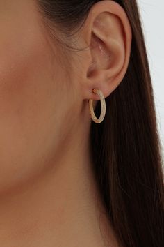 Elevate your style with our 14K Real Gold Hoop Earrings. A symbol of timeless elegance, these simple hoops add a touch of refinement to any outfit.  Crafted with care, they make a thoughtful gift for women who appreciate classic beauty and enduring style. ★ ★ ★ These earrings are sold together. They will come in a pretty box and can be given as a present with a special message inside. F E A T U R E S * Gold Color : Yellow Gold - Rose Gold - White Gold * Hoop Measurement : * Ready to Ship in 1-3 Business Days * Our jewelry is made of real solid gold   F A Q S * All products are sent with a special velvet box. * 2-3 Business days to All Countries Q: Are these hoop earrings made of real gold? A: Absolutely! Our solid gold hoop earrings are crafted with 14K real gold, ensuring their quality an Everyday Hoop Jewelry With Halo Design, Everyday Halo Hoop Jewelry, Minimalist Hoop Jewelry With Halo Design, Modern Gold Hoop Earrings With Prong Setting, Timeless Gold Plated Hoop Earrings, Luxury Small Hoop Earrings With Halo Design, Elegant Hoop Earrings With Halo Design, Minimalist Hoop Earrings With Halo Design, Yellow Gold Small Hoop Halo Earrings