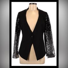 Add Some Sparkle To Your Wardrobe With This Stunning Black Blazer From Fancyqube. Featuring Sequin Accents And A Single-Breasted Closure, This Blazer Is Perfect For Any Party Or Outdoor Occasion. The Blazer Is Made Of Polyester And Has A Satin Fabric Type, Making It Comfortable To Wear. It Has A Classic Fit And Is Available In Size M For Women. The Blazer Is Machine Washable And Easy To Care For. The Long Sleeves And Short Jacket/Coat Length Make It Suitable For Winter, Fall, And Spring Seasons. Single Breasted Blazer, Long Sleeve And Shorts, White Halter Maxi Dress, Breasted Blazer, Linen Blazer, Black Blazer, Short Jacket, White Skirts, Blazers For Women