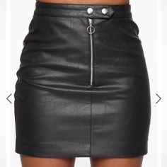 Nwt. Black Leather Skirt With Front Zipper. Size S. Fashion Nova Black Skirt With Side Zipper For Club, Black Mini Skirt With Side Zipper For Club, Black Mini Skirt With Side Zipper For Night Out, Casual Black Mini Skirt With Side Zipper, Black Zipper Skirt For Work, Black Skirt With Zipper Closure For Work, Black Mini Skirt With Zipper For Spring, Chic Black Mini Skirt With Zipper Closure, Chic Black Skirt With Zipper Closure