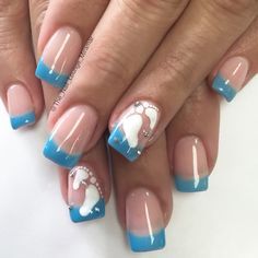 Baby boy gender reveal nail art design Baby Nails Design Pregnancy, Baby Boy Nails Designs, Hospital Nails, Baby Boy Nail Ideas, Boy Baby Shower Nails, Baby Shower Nail Art, Baby Shower Nails Boy, Maternity Nails, Baby Boy Nails