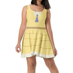 This cute Disneybound dress is custom printed, and made of a high quality fabric that is 82% polyester and 18% spandex. It is soft and stretchy, making it perfect for a long day at the theme parks! The fit and flare skater style dress has an elastic waistband, and the flared skirt falls around mid-thigh to above-the-knee. It comes in sizes from XS to 3X!  Please note that there may be some slight differences in the way the physical dress looks compared to the listing photo, since each dress is p Fitted Character Print Dresses For Spring, Spring Fitted Dresses With Character Print, Fitted Spring Dresses With Character Print, Fitted Disney Character Print Dress, Fitted Disney Dress For Summer, Jane Costume, Pink Skater Dress, Jane Porter, Skater Style Dress