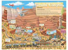 the grand canyon map is shown in this image, with many different things to see and do