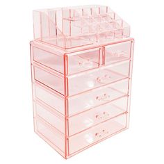 Stay organized with this fun, stylish, and spacious organizer from Sorbus, It's perfect for cosmetics, skincare, jewelry, accessories, and more! Stay organized with this fun, stylish, and spacious organizer from Sorbus, It's perfect for cosmetics, skincare, jewelry, accessories, and more! Fill up with makeup, skincare or jewelry for easy storage Drawer inserts included with the product to keep the drawers clean Removable top clicks into the case. It can be used on top of the case, or as a separa Rosewood Lipstick, Closet Interior, Makeup Storage Case, Jewelry Storage Ideas, Kawaii Bedroom, Makeup Storage Organization, Organizer Makeup, Acrylic Storage, Cute Bedroom