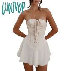 Lunivop Fashion Vintage Strapless Bandage Corset Mini Dress for Women Elegant Sleeveless Off-Shoulder Patchwork Short Party Dresses Size chart:Size(cm)S Length: 61 Bust: 86 Hip: 92 Waist: 68M Length: 62 Bust: 90 Hip: 96 Waist: 72L Length: 63 Bust: 94 Hip: 100 Waist: 76Size(inch)S Length: 24.02 Bust: 33.86 Hip: 36.22 Waist: 26.77M Length: 24.41 Bust: 35.43 Hip: 37.80 Waist: 28.35L Length: 24.80 Bust: 37.01 Hip: 39.37 Waist: 29.92Specifications:Gender: WomenMaterial: PolyesterStyle: CasualSleeve: Short Party Dresses, Corset Mini Dress, Party Dress Short, Mini Dresses For Women, Grunge Style, Dress Size Chart, Glamorous Evening Gowns, Flowing Maxi Dress, Dress For Women