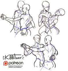 some sketches of people doing different poses