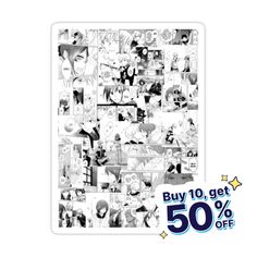 a poster with the words buy 10 get 50 % off on it and an image of anime