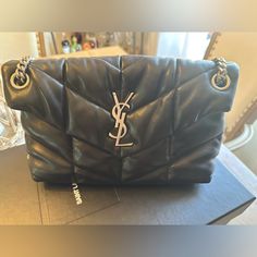 Beautiful Like New Condition Small Black Puffer In Nappa Leather Only Carried Once. Can Be Carried As A Shoulder Bag Or Crossbody. Comes As A Full Set Luxury Leather Bag For Night Out, Luxury Leather Shoulder Bag For Night Out, Designer Leather Shoulder Bag For Night Out, Designer Shoulder Bag For Night Out, Luxury Black Shoulder Bag For Night Out, Saint Laurent Bags, Yves Saint Laurent Bags, Black Puffer, Nappa Leather