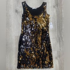 Calvin Kline Gold And Black Sequin Dress! Festive And Fun! Size 2 New With Tags. Great Condition. Originally $160 Sequin Party, Fun Size, Sequin Party Dress, Black Sequin Dress, Calvin Klein Dress, Calvin Klein Dresses, Black Sequins, Womens Calvin Klein, Sequin Dress