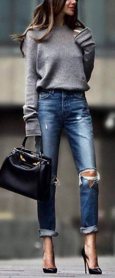 Style inspo Blogger Street Style, Fashion Blogger Style, Boyfriend Jean, Outfit Jeans, Mode Casual, Cute Fall Outfits, Elegant Chic, Casual Winter Outfits, Fashion Week Street Style