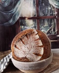 a loaf of bread sitting on top of a table