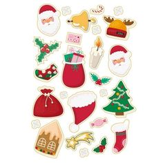 christmas stickers with santa claus and other decorations