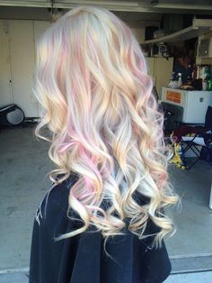 Blonde And Pink Hair, Opal Hair, Blonde Pink, Blonde With Pink, Pink Highlights, Blonde Hair With Highlights