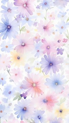 an image of colorful flowers on a white background with blue and pink petals in the center