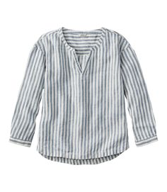 Women's Premium Washable Linen Shirt, Splitneck Stripe | Shirts & Button-Downs at L.L.Bean Relaxed Fit Yarn-dyed Linen Shirt, Linen Yarn-dyed Relaxed Fit Shirt, Spring Linen Yarn-dyed Shirt, Yarn-dyed Linen Tops For Summer, Casual Striped Linen Tops, Striped Linen Long Sleeve Tops, Striped Long Sleeve Linen Tops, Casual Linen Split Neck Tops, Stripe Shirts