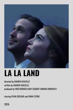 the poster for la la land with two people looking up at something in the sky