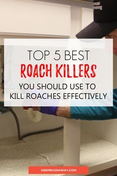 a man in blue shirt and black hat with text overlay reading top 5 best roach killers you should use to kill roaches effectively