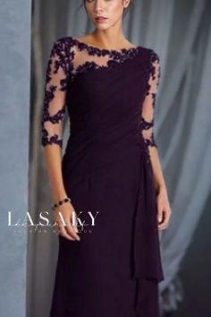 Lasaky - Elegant Long Lace and Sheer Mesh Round Neck Wedding Gown Mother Of The Bride Dresses Long, Fest Outfits, Mother Of The Bride Gown, Mother Of Groom Dresses, Groom Dresses, Bride Groom Dress, Mob Dresses, Bride Gowns, فستان سهرة