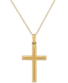 Classic Gold Jewelry From Macy's, Classic Yellow Gold Jewelry From Macy's, Macy's Classic Gold Jewelry, Macy's Classic Yellow Gold Jewelry, Classic Yellow Gold Cross Pendant Jewelry, Classic Yellow Gold Cross Jewelry, Classic Pendant Jewelry From Macy's, Macy's 14k Gold Jewelry With Polished Finish, Macy's 14k Gold Polished Jewelry