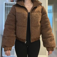 Selling This Cozy Chocolate Brown Puffer Jacket From Abercrombie & Fitch! Never Worn, No Stains, No Loose Strings. Brown Puffer Outerwear For Cold Weather, Brown Winter Puffer Jacket, Brown Puffer Jacket For Cold Weather, Brown Long Sleeve Puffer Jacket For Cold Weather, Brown Puffer Outerwear For Fall, Fall Patchwork Long Sleeve Puffer Jacket, Cozy Fitted Outerwear With Pockets, Fall Outerwear With Patchwork For Cold Weather, Fall Patchwork Outerwear For Cold Weather