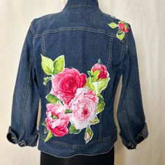 Questions? Leave A Comment Below! Fitted Pink Denim Jacket With Long Sleeves, Fitted Pink Denim Jacket For Spring, Pink Fitted Long Sleeve Denim Jacket, Custom Jean, Custom Jean Jacket, Cleaning House, Custom Jeans, Carrie Bradshaw, Leave A Comment