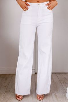 Shop Priceless | Brady | White | Jeans Wide Leg Cotton Jeans For Day Out, Relaxed Fit Cotton Jeans For Day Out, Trendy Straight Bottoms For Spring, White Straight Jeans For Spring, Non-stretch Everyday Bottoms For Spring, Non-stretch Bottoms For Everyday Spring Wear, Mid-rise Pants For Everyday Spring Wear, Straight Cotton Bottoms For Spring, Straight Bottoms For Everyday Summer Wear