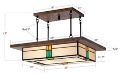 an image of a light fixture with measurements for the lights and fixtures on top of it