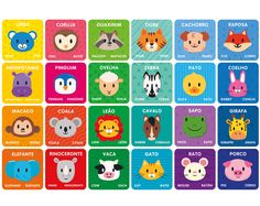 the animal face cards are all different colors