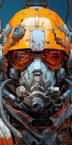 an image of a sci - fi character wearing a helmet and goggles with multiple wires running through it