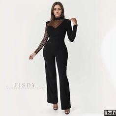 Fisdy - Essential Monochrome Jumpsuit for Casual and Stylish All-in-One Outfit Straight Cut Pants, Jumpsuit Casual, Colorful Jumpsuit, Solid Color Jumpsuits, Casual Jumpsuit, Basic Outfits, Straight Pants, Olivia Mark, Wearing Black