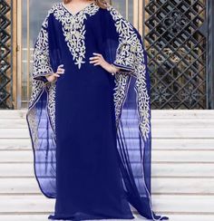 SALE Luxury Embroidery Work Moroccan Dubai Kaftan Wedding Bridesmaid Dress 27 | eBay Floor-length Party Kaftan With Intricate Embroidery, Blue Floor-length Kaftan With Dabka Work, Fitted Floor-length Kaftan With Intricate Embroidery, Luxury Embroidered Floor-length Kaftan, Luxury Embroidered Bollywood Kaftan, Kaftan Wedding, Wedding Bridesmaid Dress, Luxury Embroidery, Kaftan Abaya