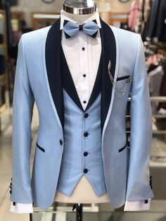 Terno Slim, Blue Tuxedo, Prom Suits For Men, Blue Suit Men, Blue Tuxedos, Wedding Outfit Men, Slim Fit Tuxedo, Suit Blue, Slim Suit