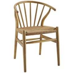 a wooden chair with wicker seat and armrests on an isolated white background