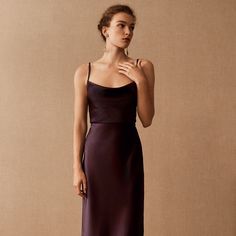 Cali Cowl Neck Dress | Nuuly Rent Elegant Fitted Slip Dress For Bridesmaids, Elegant Bridesmaid Slip Dress With Fitted Bodice, Chic Fitted Bodice Slip Dress For Bridesmaids, Chic Bridesmaid Slip Dress With Fitted Bodice, Elegant Midi Dress For Wedding Holiday, Holiday Midi Length Evening Dress For Weddings, Fitted Midi Slip Dress For Wedding Guests, Fitted Satin Midi Dress For Wedding, Elegant Fitted Slip Dress For Wedding Guest