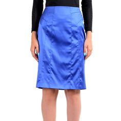 Just Cavalli Women's Bright Blue Straight Pencil Skirt Us S It 40 Retail Value: $695.00 This Is Authentic Just Cavalli Women's Bright Blue Straight Pencil Skirt Sku: Kj-19568 Material: 96% Polyester 4% Spandex Country/Region Of Manufacture: Italy Measured Waist: 26" Length: 22" Blue Fitted Skirt With Pockets, Fitted Blue Skirt With Pockets, Designer Fitted Silk Skirt, Blue Fitted Silk Skirt, Luxury Fitted Summer Skirt, Blue Pencil Skirt For Evening, Designer Fitted Bottoms For Spring, Designer Fitted Formal Skirt, Blue Silk Lined Bottoms