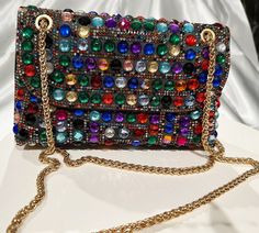 New Multi Color Crystal Body Evening Clutch or Shoulder bag Multicolor Crossbody Shoulder Bag For Party, Multicolor Crossbody Shoulder Bag For Evening, Evening Multicolor Crossbody Satchel, Multicolor Satchel Shoulder Bag For Evening, Multicolor Satchel Party Bag, Multicolor Satchel Bag For Party, Evening Multicolor Satchel Bag, Multicolor Evening Shoulder Bag, Chic Multicolor Evening Satchel