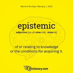 a yellow poster with the words epistemic and an image of a thought bubble