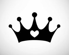 a black and white crown with hearts on it