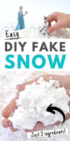 the instructions for how to make fake snow with toy figures on top and in the background