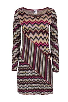 Current Boutique-Missoni - Metallic Burgundy w/ Stripe & Chevron Print Dress Sz 6 Striped Mini Dress For Winter, Fitted Striped Mini Dress For Fall, Multicolor Mini Length Winter Dresses, Fitted Multicolor Dress For Fall, Fitted Multicolor Dresses For Fall, Fitted Multicolor Winter Dress, Multicolor Midi Dress For Fall Party, Chic Striped Dresses For Fall, Chic Striped Fall Dresses