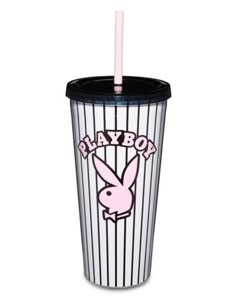 a plastic cup with a straw in the shape of a rabbit on it's side