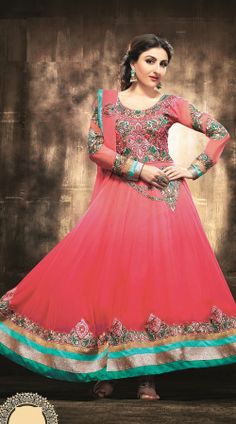 Soha Ali Khan In Pink Salwar Kameez YS104841 Latest Anarkali Suits, Orang India, Georgette Anarkali Suits, Indian Suits For Women, Utsav Fashion, Indian Suits, Anarkali Suit, Anarkali Suits, Anarkali Dress