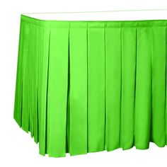 a neon green table skirt with pleated edges