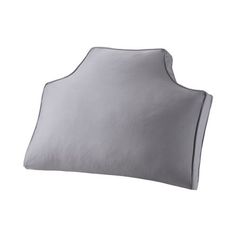 an image of a pillow that is made out of grey fabric and has a zippered closure