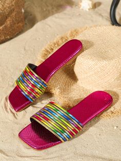 Introducing the latest in beachwear fashion: Trendy 2024 New Arrival Women's Flat Beach Sandals Slippers! These stylish and non-slip sandals provide both comfort and style for your summer adventures. Don't choose between fashion and functionality - have both with Trendy 2024. Color : Multicolor Upper Material : Fabric Lining Material : PU Leather Insole Material : PU Leather Outsole Material : TPR Size US Ball Girth Foot Length Heel Height CN35 US5.5 8.1 8.9 0.4 CN36 US6 8.2 9.1 0.4 CN37 US6.5 8 Pink Slide Flip Flops For Summer, Trendy Pink Slippers For Beach, Pink Flat Slippers For Summer, Summer Beach Slip-on Slippers, Trendy Pink Slippers For The Beach, Pink Open Toe Slippers For Summer, Summer Open Toe Pink Slippers, Trendy Pink Beach Slippers, Summer Pink Open Toe Slippers