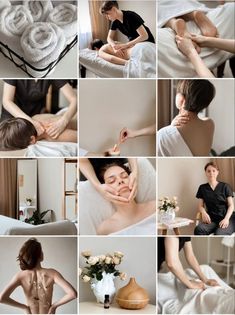 a series of photos showing different stages of massage